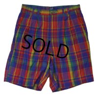 90's 新品 デッドストック【ビンテージ】【オールドＧＡＰ】ギャップ【マドラスチェック】ショートパンツ【W33】 