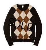 【J.crew】【Ｊクルー】【カシミア100％】【アーガイルカーディガン】【レディース古着】【サイズＸＳ】 