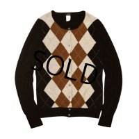 【J.crew】【Ｊクルー】【カシミア100％】【アーガイルカーディガン】【レディース古着】【サイズＸＳ】 