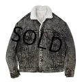 【USA製】【ビンテージ】【リーバイス】LEVI'S【黒】【ケミカルウォッシュ】【裏ボア付きＧジャン】【ボアジャン】【レディースＭ程度】 