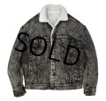 【USA製】【ビンテージ】【リーバイス】LEVI'S【黒】【ケミカルウォッシュ】【裏ボア付きＧジャン】【ボアジャン】【レディースＭ程度】 