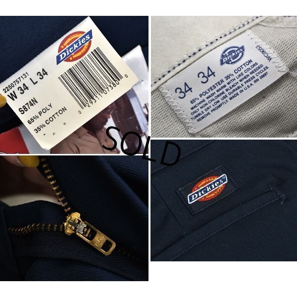 画像2: 【デッドストック】USA製【ビンテージ】【ディッキーズ】【Dickies】【ネイビー・紺】【ワークパンツ】【34ｘ34】 