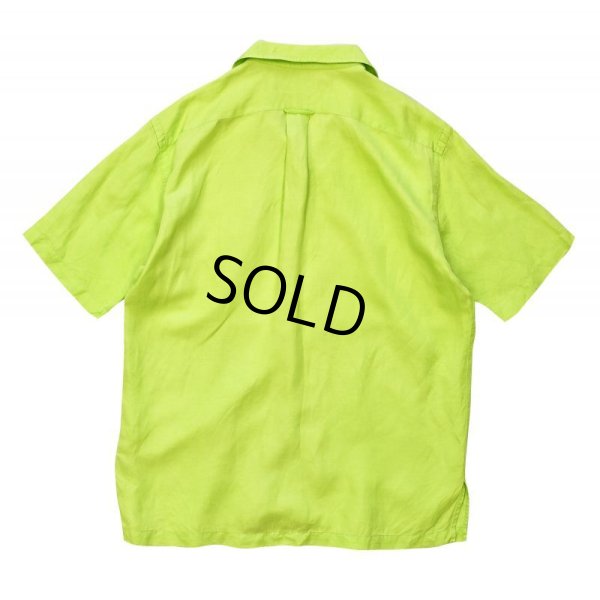 画像3: 【ラルフローレン】【黄緑】【無地】【シルク×リネン】【半袖シャツ】【サイズＭ】  