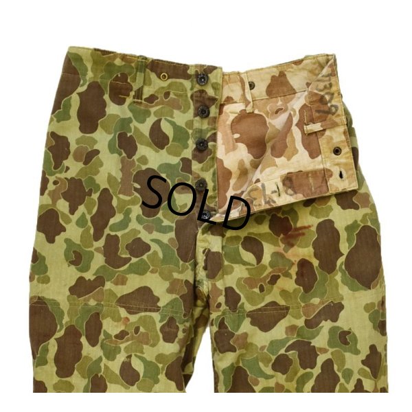 画像7: 40's【ビンテージ】【米軍実物】【USMC】【P-1944】【1st type】【ダックハンターカモパンツ】【フロッグスキン】【HBTパンツ】【W30程度】