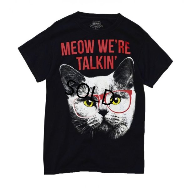 画像1:  【ビンテージ】【猫】 【MEOW WE'RE TALKIN'】黒【Ｔシャツ】【サイズＳ】  