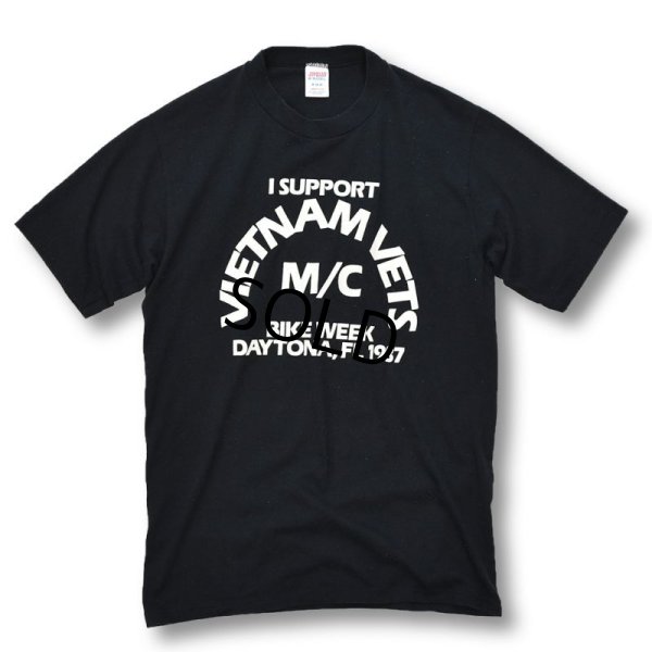 画像1: 80's【USA製】【ビンテージ】【黒【VIETNAM VETS】【モーターサイクル】【Tシャツ】【サイズＭ】 