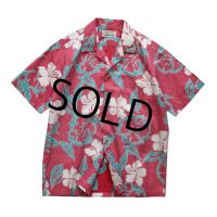 【ビンテージ】【Cooke Street】【ピンク】【花柄】【コットンシャツ】【半袖シャツ】【サイズＬ程度】 
