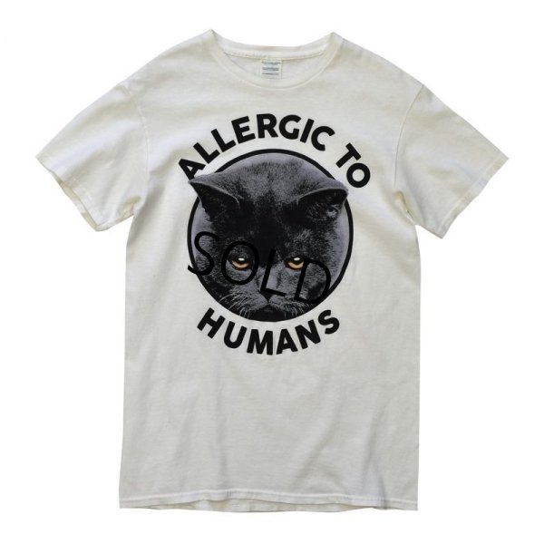 画像1:  【ビンテージ】【猫】【ALLERGIC TO HUMANS】白【Ｔシャツ】【サイズＳ】  