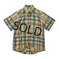 【ビンテージ】【J-PRESS】【黄色】チェック【ボタンダウンシャツ】【半袖シャツ】【サイズＭ】 
