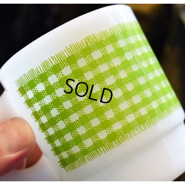 画像3: 【Fire King】【ファイヤーキング】【緑】【タータンチェック】【スタッキング】【マグカップ】 