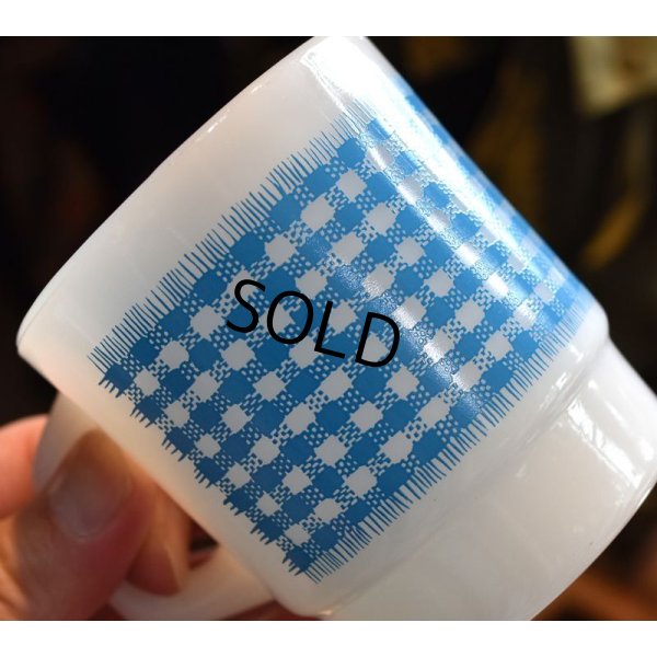 画像4: 【Fire King】【ファイヤーキング】【青】【タータンチェック】【スタッキング】【マグカップ】