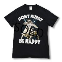 Don't Hurry be happy【黒】ナマケモノ【Ｔシャツ】【サイズＭ】 