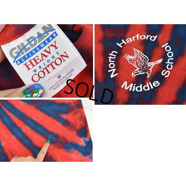 画像2: 【ビンテージ】【青×赤】【タイダイ】【North Harford Middle School】【Tシャツ】【 サイズM】 