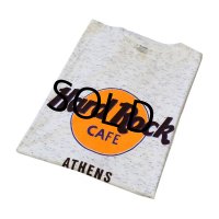 90's デッドストック【未使用】【ビンテージ】【ハードロックカフェ】【ATHENS】【オートミール】霜降りグレー Tシャツ 【サイズＬ】 