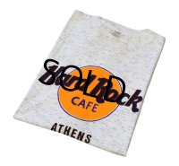 90's デッドストック【未使用】【ビンテージ】【ハードロックカフェ】【ATHENS】【オートミール】霜降りグレー Tシャツ 【サイズＬ】 
