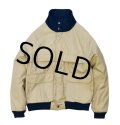 程度良好!!【ビンテージ】【ウールリッチ】【Woolrich】【ベージュ×紺】【ジップアップジャケット】【ブルゾン】【サイズＬ】 