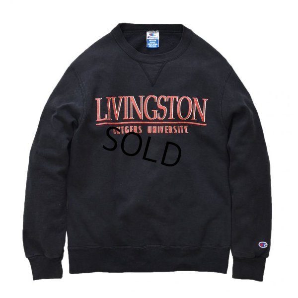 画像1: 【USA製】【チャンピオン】【LIVINGSTONE】【黒】【前Ｖ】【スウェットパーカー】【サイズM】 