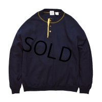 【ビンテージ】【ギャップ】【GAP】【紺×黄】【ヘンリーネック】【スウェット】【サイズＬ】 