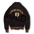 60’s【ビンテージ】【黒×オレンジ】【刺繍】 チェーンステッチ【NORTHEASTERN】【コーデュロイ】【スタジャン】【コーデュロイジャケット】 