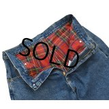 【USA製】【L.L.bean】ＬＬビーン【赤チェック裏地付き】【デニムパンツ】【34×33】 