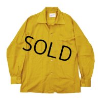 【USA製】【ビンテージ】デッドストック【ARROW】アロー【カラシ色・黄色】【オープンカラーシャツ】【サイズS】 