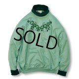 USA製【ビンテージ】【緑】２トーン【ハイネック】花柄【スウェット】【レディース古着】【サイズＸＬ】 