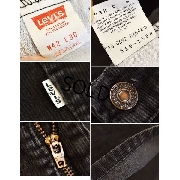 画像3: 大きめサイズ！ USA製★LEVI'S【リーバイス】【519】【黒・ブラック】【コーデュロイパンツ】519-1558【40X30】 