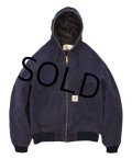 ビンテージ【carhartt】【カーハート】【紺】【ダック地】【キルティング裏地付き】【フルジップパーカー】【サイズＭ程度】 