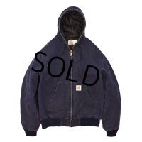 ビンテージ【carhartt】【カーハート】【紺】【ダック地】【キルティング裏地付き】【フルジップパーカー】【サイズＭ程度】 