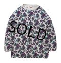 【グレー×紫】【花柄】【スウェット】【サイズＬ程度】レディース古着 