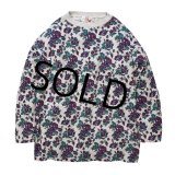 【グレー×紫】【花柄】【スウェット】【サイズＬ程度】レディース古着 