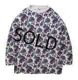 【グレー×紫】【花柄】【スウェット】【サイズＬ程度】レディース古着 