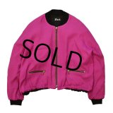 【ビンテージ】【USA製】【ZIKI】【ピンク×黒】レーヨン【ブルゾン】【レディース古着】 