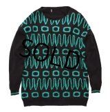 【黒×緑】コットンセーター【コットンニット】レディース古着 