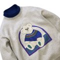 【ビンテージ】USA製【Gopher sports】【グレー ボーダー×青】【クマ】【ハイネック】【スウェット】【サイズＭ】 