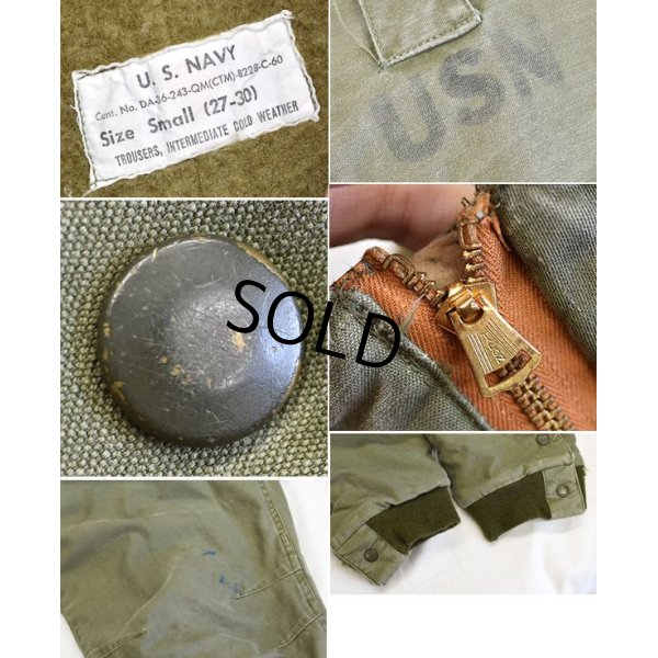 画像2: 60’s【米軍実物】ビンテージ【U.S.NAVY】【コールドウェザー】【ウール裏地付き】【デッキパンツ】【サイズＳ】 
