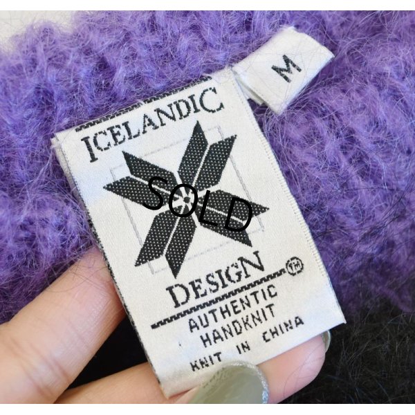 画像2: 【Icelandic Design】【ハンドニット】【ノルディック柄】【北欧柄】【黒×紫】【モヘアセーター】ロピーセーター【レディース古着】【サイズＭ】 