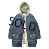 【G M X Y】【ニット×ニット柄プリント】【フード取り外し可能】中綿入り【キルティングジャケット】【サイズＳ】【レディース古着】 