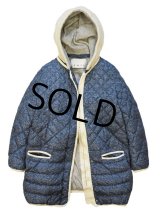 【G M X Y】【ニット×ニット柄プリント】【フード取り外し可能】中綿入り【キルティングジャケット】【サイズＳ】【レディース古着】 