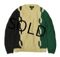 【ビンテージ】サックスフィフスアベニュー【ベージュ×緑×紺】【模様編み】【カシミアセーター】【サイズＬ】  