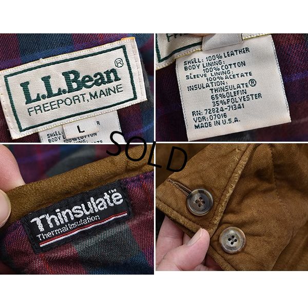 画像2: 【ビンテージ】USA製【ＬＬビーン】【L.L.bean】【ブラウン】【中綿入りスエードコート】スエードジャケット【レディースＬ】レディース古着 