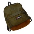 画像1: 【ビンテージ】USA製 【EASTPAK】【イーストパック】【 ボトムレザー】【底レザー】【オリーブドラブカラー】【ＯＤカラー×ブラウン】【デイパック】【バックパック】【リュックサック】<br> (1)