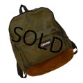 【ビンテージ】USA製 【EASTPAK】【イーストパック】【 ボトムレザー】【底レザー】【オリーブドラブカラー】【ＯＤカラー×ブラウン】【デイパック】【バックパック】【リュックサック】 