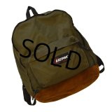 【ビンテージ】USA製 【EASTPAK】【イーストパック】【 ボトムレザー】【底レザー】【オリーブドラブカラー】【ＯＤカラー×ブラウン】【デイパック】【バックパック】【リュックサック】 