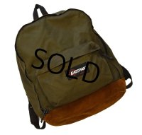 【ビンテージ】USA製 【EASTPAK】【イーストパック】【 ボトムレザー】【底レザー】【オリーブドラブカラー】【ＯＤカラー×ブラウン】【デイパック】【バックパック】【リュックサック】 