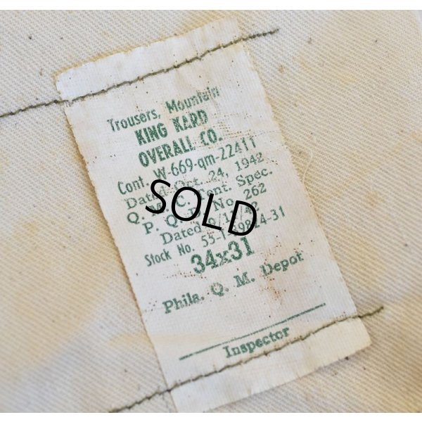 画像3: 【デッドストック】ビンテージ【40's】WW2【米軍実物】【U.S.ARMY】山岳部隊【マウンテントラウザーズ】【マウンテンパンツ】【W34】 