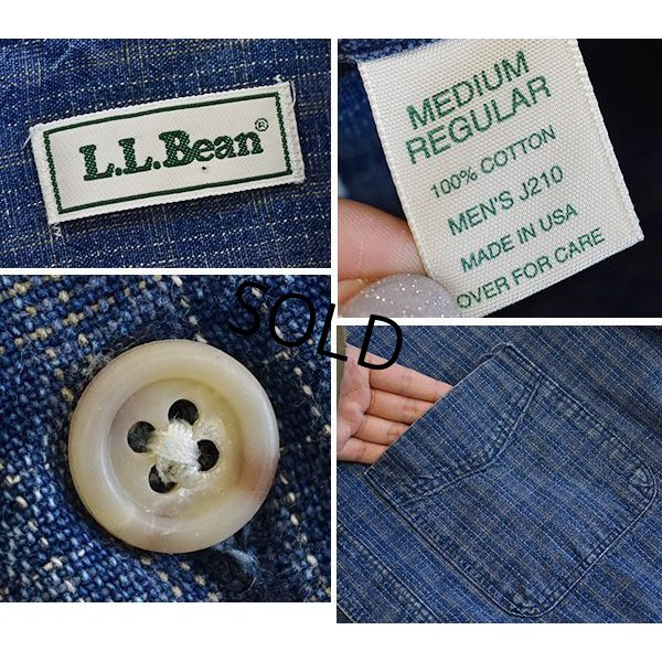 画像2: 【USA製】【ビンテージ】【L.L.Bean】【ＬＬビーン】【青】【チェック】【コットンシャツ】【サイズM】 