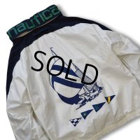 【ビンテージ】【nautica】【ノーティカ】【白×紺】【ヨット】ジップアップ【コットンジャケット】【サイズＭ】 