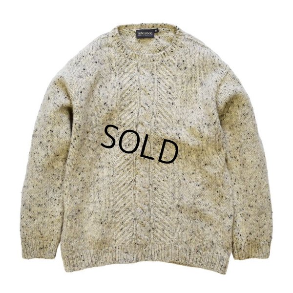 画像1: 【アイルランド製】【Fisherman】【オートミール】【ネップ入り】【ウールセーター】【フィッシャーマンセーター】【サイズＭ】 