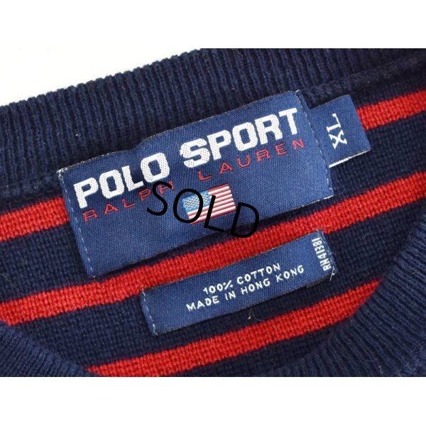 画像2: 【ポロスポーツ】POLO SPORT【ラルフローレン】前Ｖ【紺×赤】【ボーダー】【コットンセーター】【サイズＸＬ】 